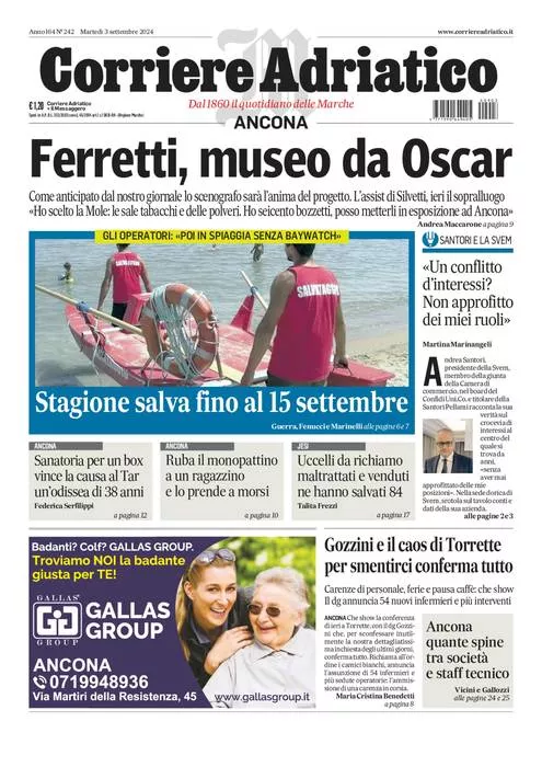 Prima-pagina-corriere adriatico-edizione-di-oggi-03-09-2024